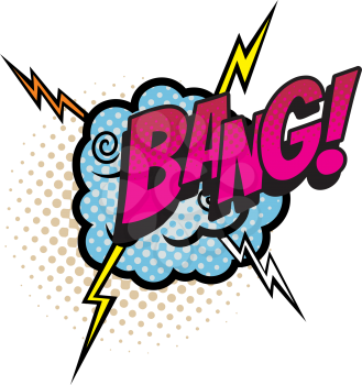 Sound blast, Bang bubble comic book cartoon icon. Vector Bang sound cloud, explosion boom bang, superhero comic book art speech