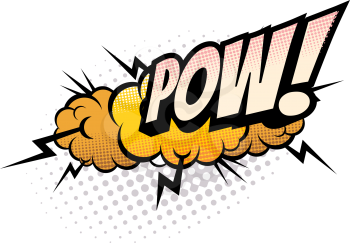 Sound blast, Pow bubble comic book cartoon icon. Vector Pow sound cloud, explosion boom bang, superhero comic book art speech