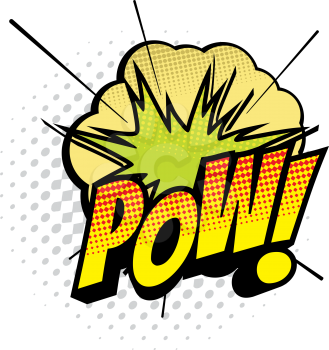 Comic book sound blast, Wow bubble cartoon halftone icon. Vector Wow sound blast explosion, pop art burst bang cloud puff