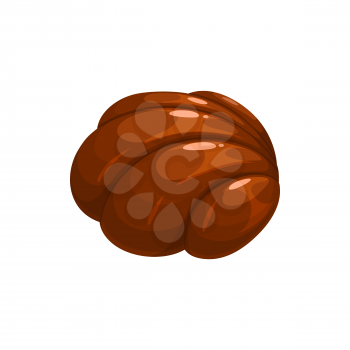 Chocolate candy, sweet dessert truffle or praline caramel bar, vector isolated icon. Belgian milk chocolate candy seashell or shell, confectionery sweets and confection comfit dessert