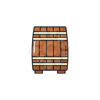 Wooden barrel of porto wine isolate container flat line icon. Vector container to store oak, beer and wine, whiskey and rum, cognac and ale. Tank with cider, gunpowder or alcohol winery drinks