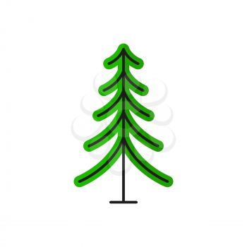 Evergreen pine tree isolated thin line icon. Vector emerald spruce, undecorated Christmas holidays symbol outline sign. Large forest green cone tree with needles, garden architecture landscape element