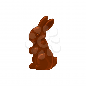 Chocolate bunny or rabbit candy, Easter treat sweets, vector isolated icon. Chocolate bunny confection, cocoa food dessert and holiday confectionery sweets