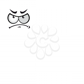 Upset smiley isolated annoyed expression. Vector irritated emoji, angry impatient character