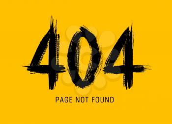 404 error, page not found in grunge style made of offroad tire prints. Vector black dirty typography on yellow background. Website under maintenance, lost internet connection. 404 page car tyres track