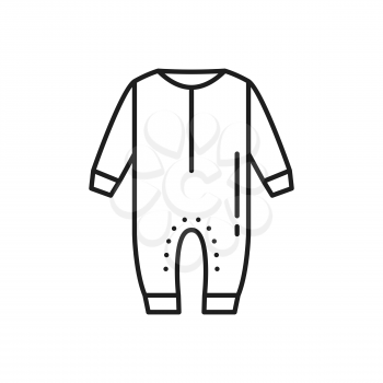 Clean baby fastened detached romper with sleeves and long legs trousers isolated thin line icon. Vector washed cotton bodysuit, child one-piece outer garment. Nursery suit, newborn cloth accessory