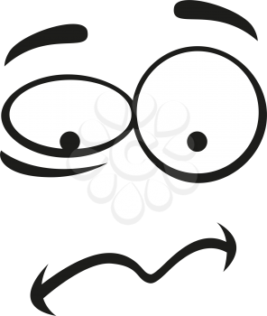 Upset emoticon isolated troubled emoji. Vector disturbed anxious expression of smiley, line art