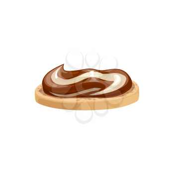 Chocolate spread or butter cream on bread sandwich, vector icon. Chocolate spread or cocoa caramel spread butter on cookie biscuit, breakfast food confection and confectionery sweet dessert