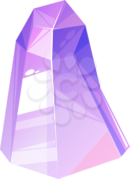 Tourmaline purple crystal semi precious gemstone isolated. Vector amethyst faceted jewelry gem