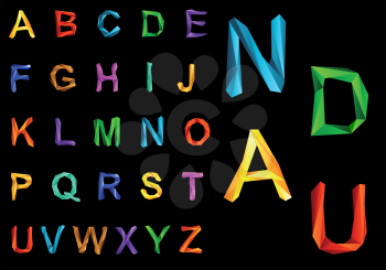Origami alphabet set isolated on background for education design