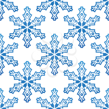 Seamless pattern with blue snowflakes for background design
