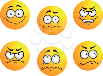Different smiles expressions and moods for emoticons design