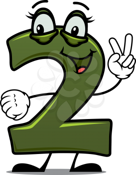 Funny smiling number two in cartoon style