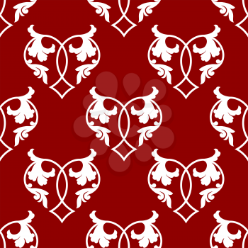 Seamless pattern of floral hearts  on a red background for Valentines, love, wedding or anniversary design
