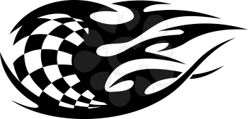 Black and white checkered flag used in motor sport with motion trails showing the speed of cars or bikes