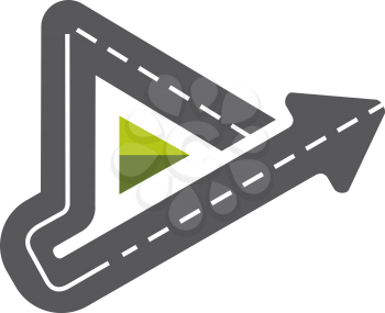Triangle road symbol with asphalt and green element