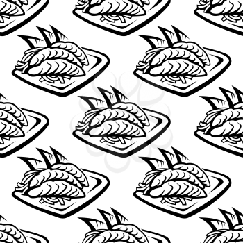 Japan food seamless pattern with seafood elements