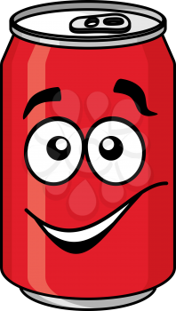 Red cartoon soda or soft drink can with a smiling face isolated on white for fast food design