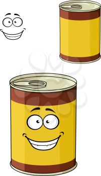 Cartoon can of tinned food with a happy smiling face together with a second variant with no face