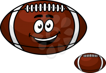 Brown leather football with a happy smiling face with a second ball with no face