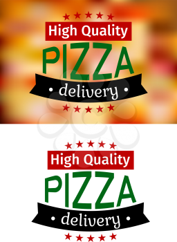 Piiza delivery banners on colorful pizzeria background for fastfood cafe design