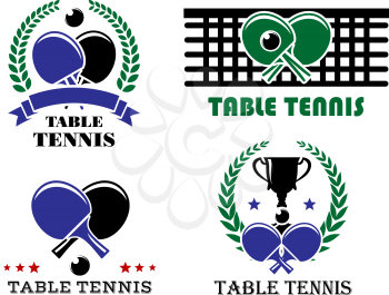 Ping-pong and table tennis symbols isolated on white for sports design