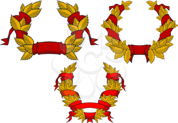 Retro wreaths with red ribbons for heraldic or anniversary design