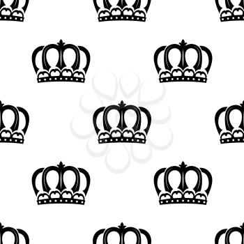Ornate heraldic seamless pattern of royal crowns isolated over white background for wallpaper, tiles and fabric design