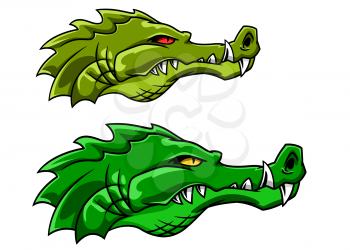 Aggressive green crocodile or alligator mascot in cartoon style for tattoo or sports design