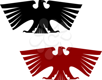 Imperial heraldic eagle with outspread wings isolated on white background. For design, such as history and heraldry