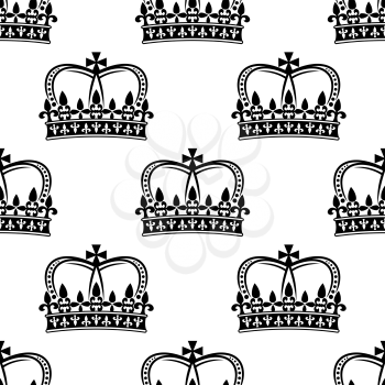 Ornate heraldic seamless pattern of royal crowns for heraldic design