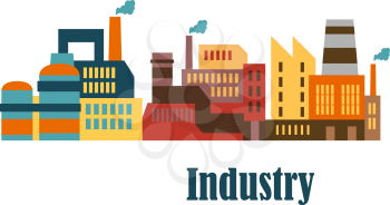 Industrial buildings flat design for industry and ecology concept