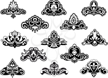 Decorative floral elements and motifs set isolated on white for design and ornate