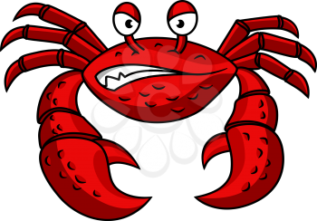 Cartoon red crab characterwith angry emotions  isolated on white