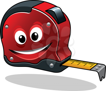 Isolated measuring tape tool in cartoon character style for construction concept design 