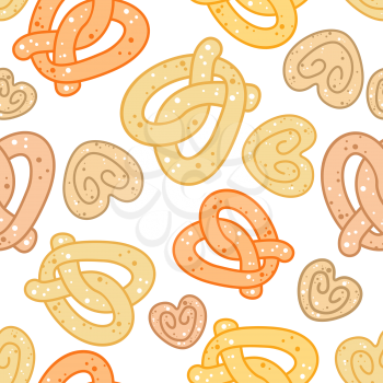 Seamless pattern of  pretzels bakery elements for food design