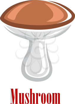Cartoon forest mushroom  over the word - Mushroom in red - for cooking ingredients and vegetarian cuisine
