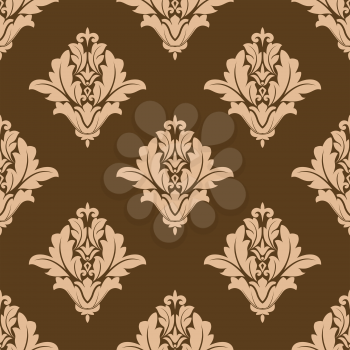 Floral seamless pattern with beige and brown colors in square format. Suitable for wallpaper, background and fabric design