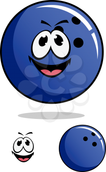 Blue bowling ball character in cartoon style for sports and leisure design