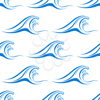 Blue sea waves seamless pattern background for wallpaper or textile design