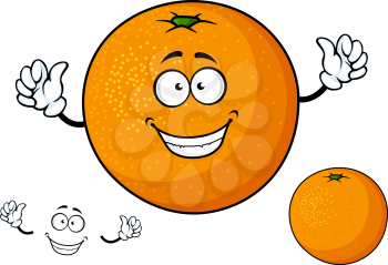 Funny cartoon orange fruit character and emotion elements separately for healthy nutrition and food design