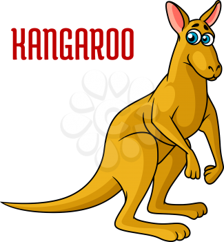 Cartoon light brown kangaroo character on white background