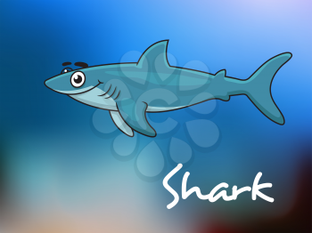 Cartoon blue shark character in sea water for sealife design