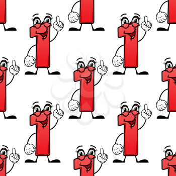 Cartoon number one seamless pattern for birthday, school and education design