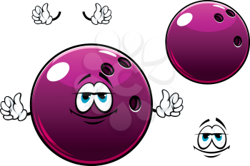 Cartoon glossy violet bowling ball with finger holes on one side suitable for sport ot leisure design design 