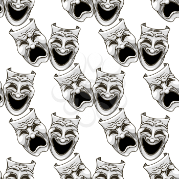 Cartoon theater masks seamless pattern for entertainment and culture design