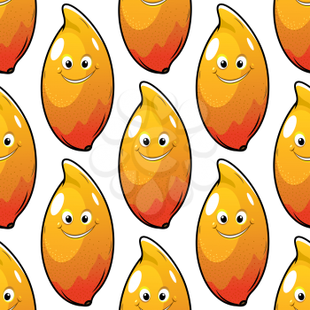 Fresh mango fruit characters seamless pattern for food or agriculture design
