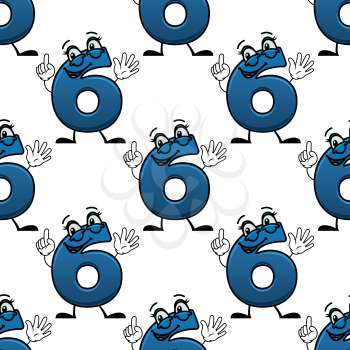 Cartoon number six seamless pattern for holiday or education design