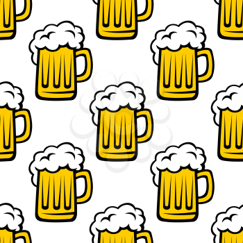 Fresh beer tankard seamless pattern for drink, bar or background design