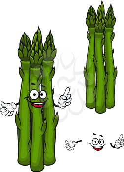 Funny cartoon farm asparagus vegetable character with sappy stout green stems and feathery foliage, for agriculture or vegetarian food design